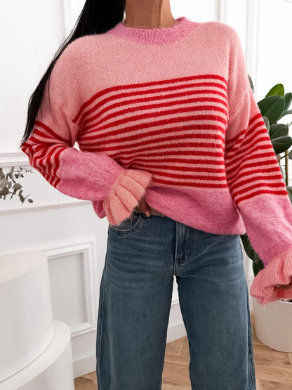 Sweter w paski damski